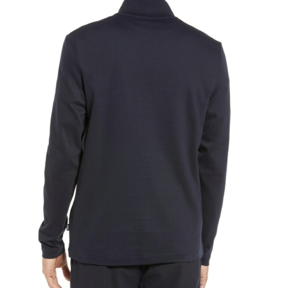NWOT Hugo Boss Textor Quarter Zip Pullover Mens Small Sweater Navy Blue - Picture 2 of 11
